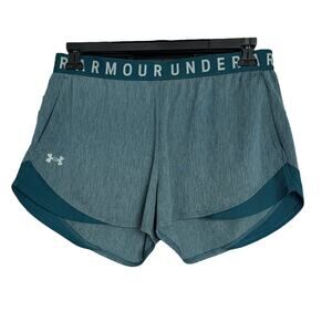 Under Armour Large Play Up 3.0 Twist Shorts Loose Fit Pockets Stretch Teal Women